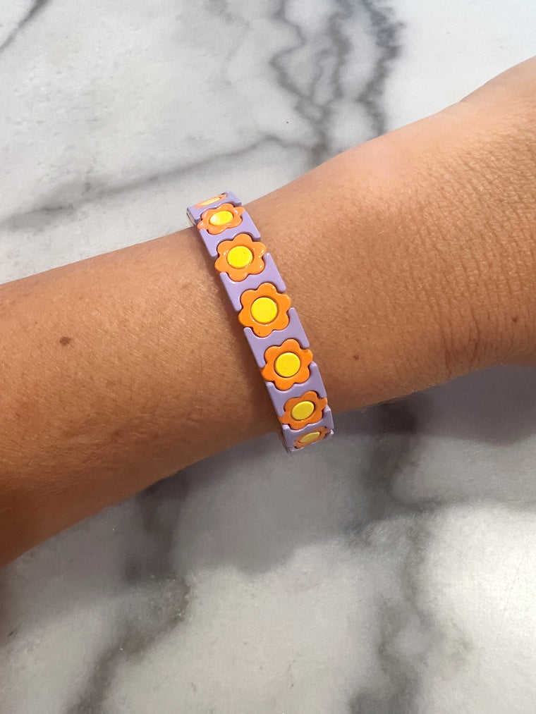 Mosk -  Daisy chain lilac/yellow bracelet