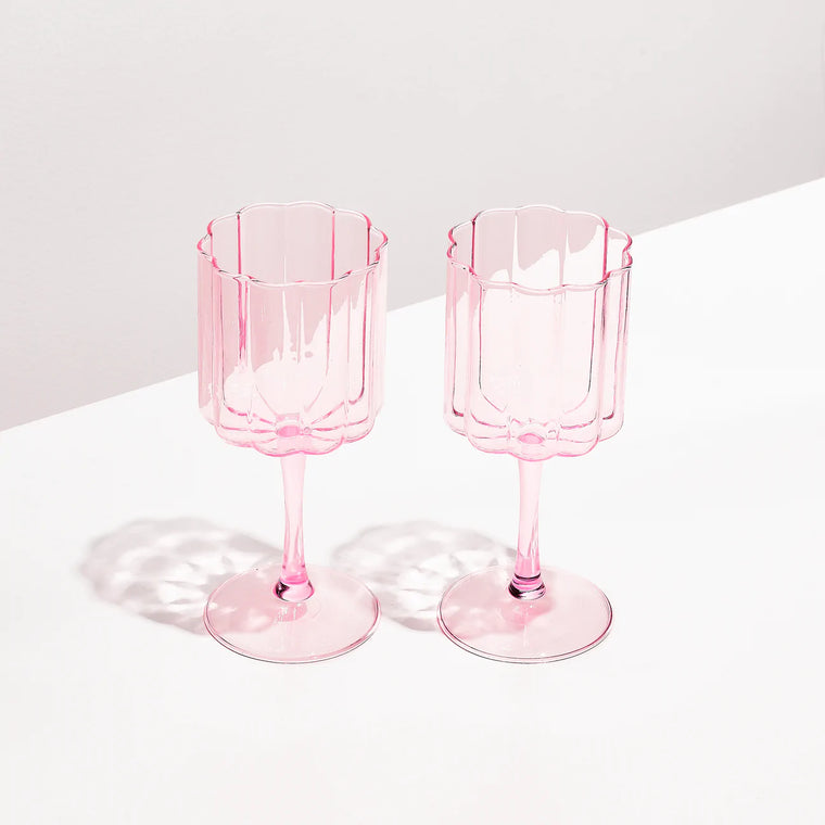 Fazeek Pink Wave Wine Glasses ( Set of 2 )