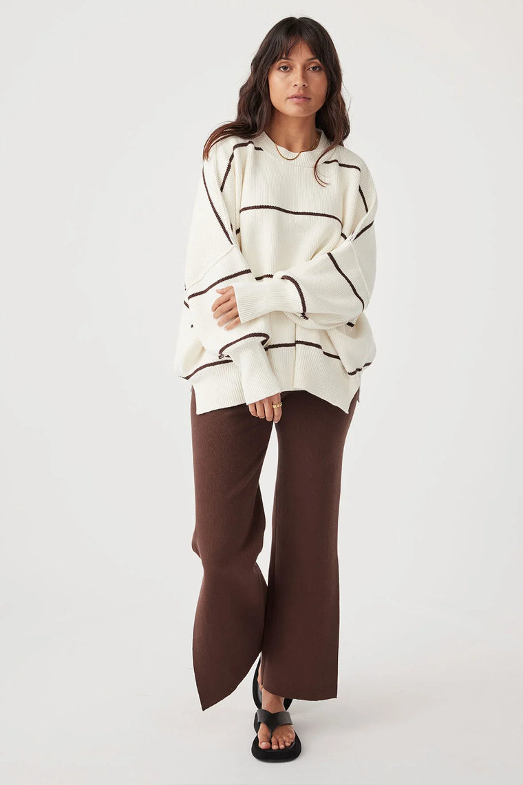 Arcaa - Harper stripe sweater cream choc