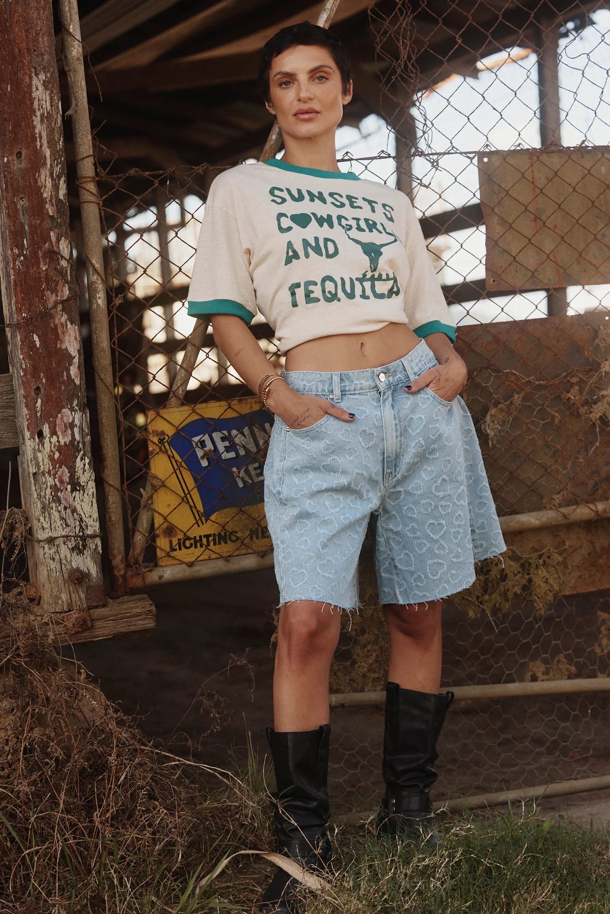 Sabbi - Denim heart jorts * pre-loved *