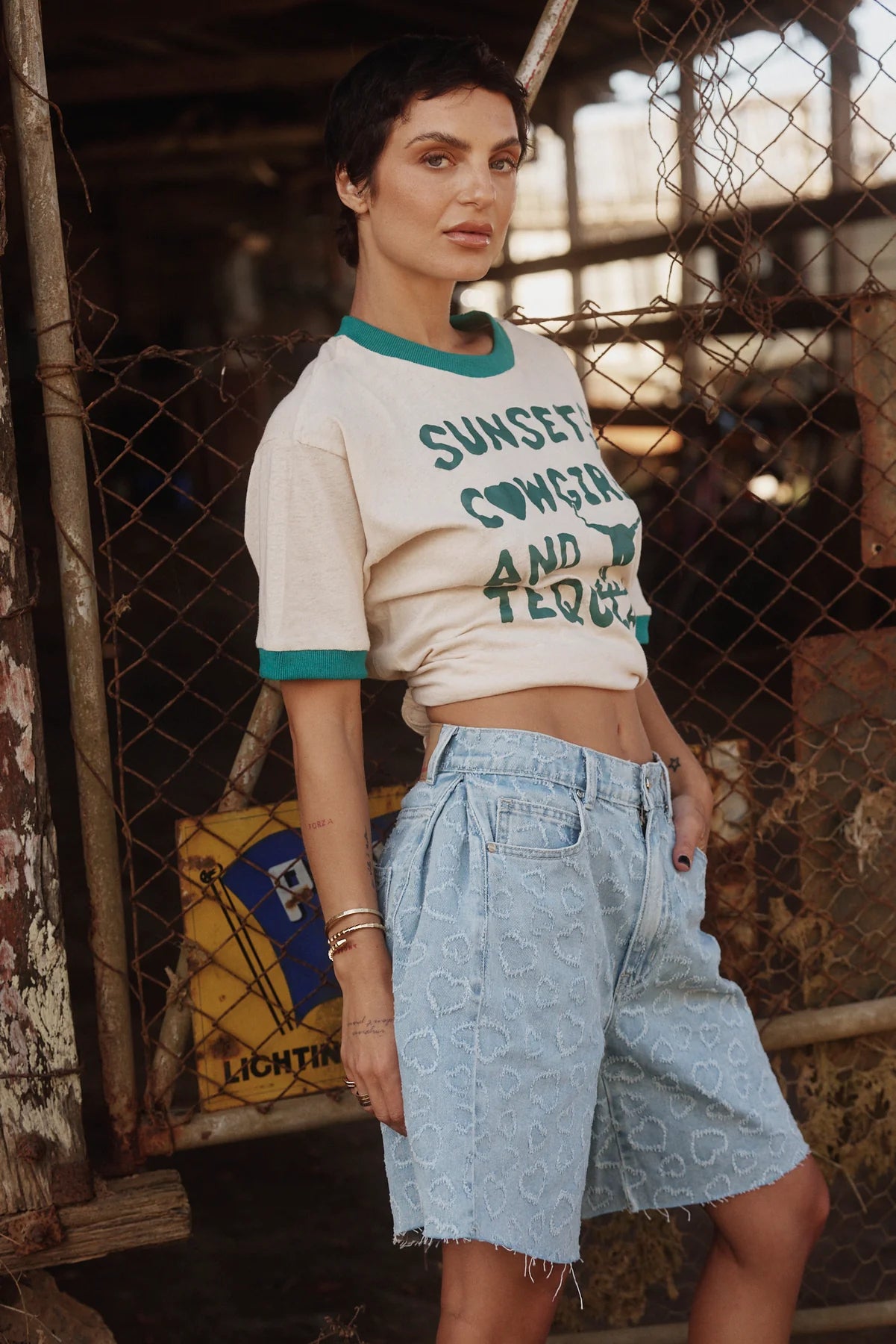 Sabbi - Denim heart jorts * pre-loved *