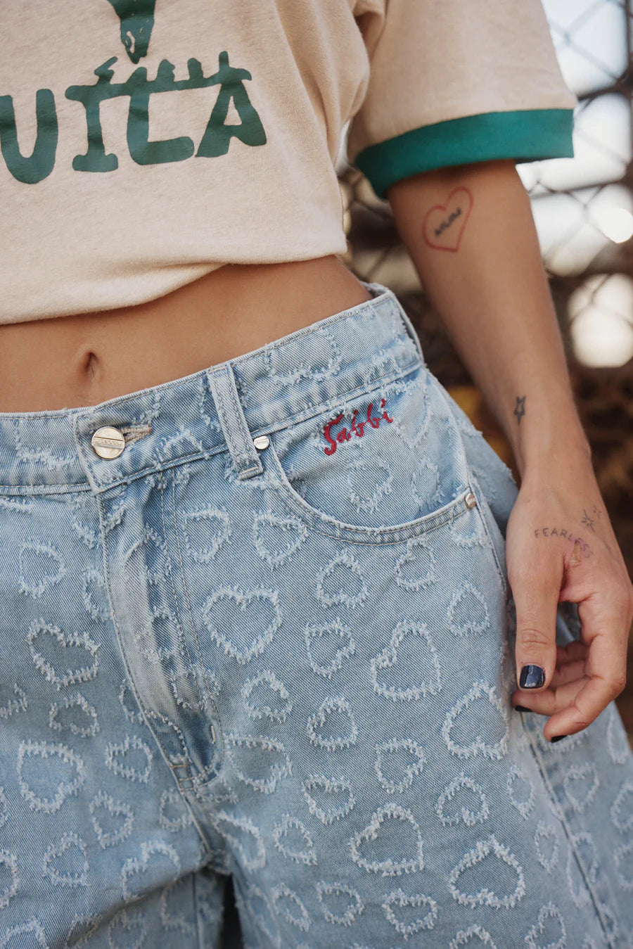 Sabbi - Denim heart jorts * pre-loved *