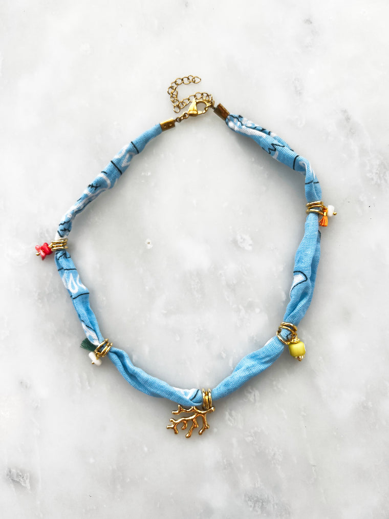 Goupi -  Pale blue bandana necklace
