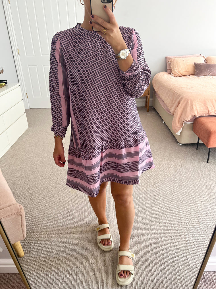 Summery - Navy lilac dress * pre-loved *