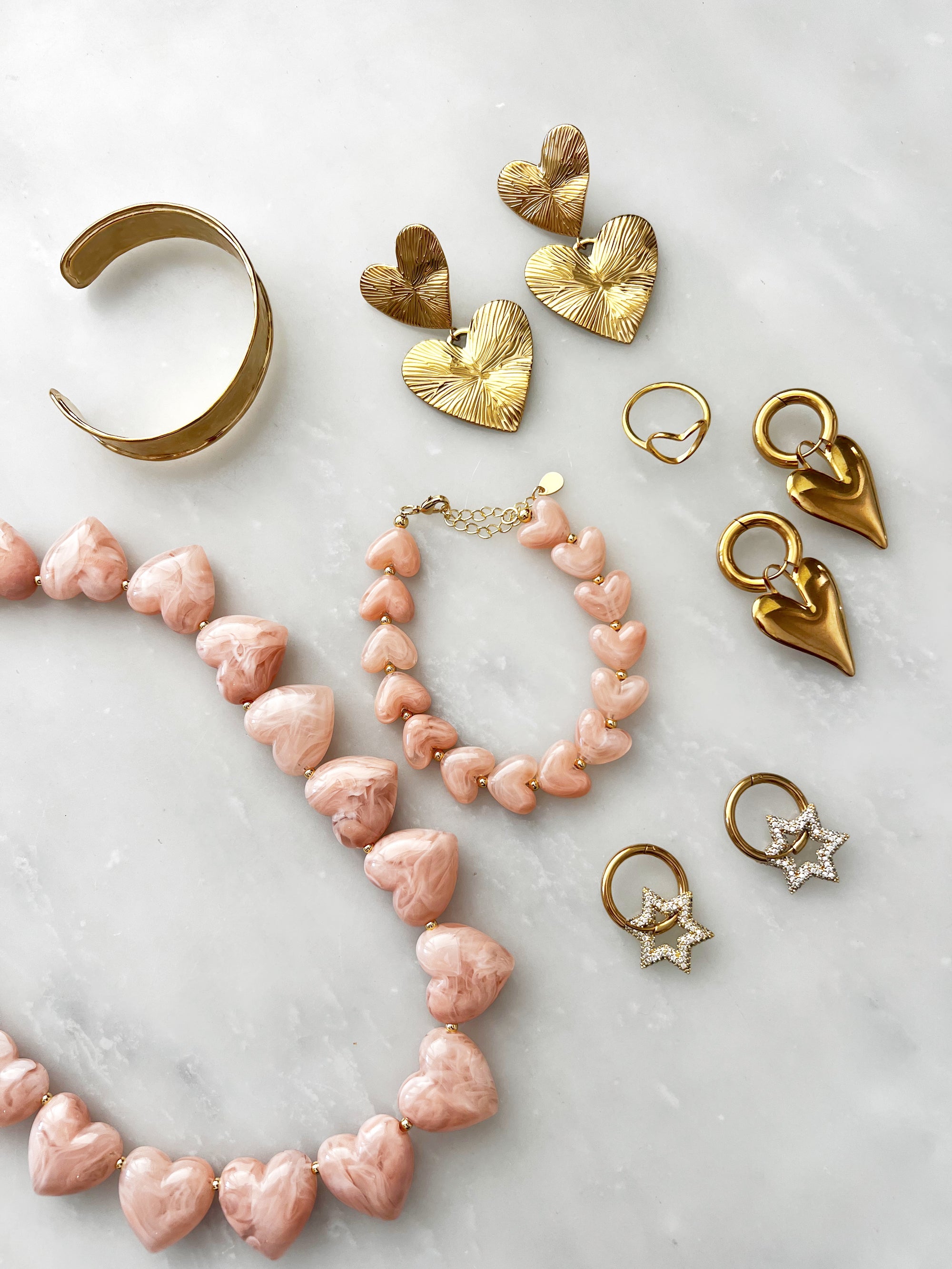 Bazou - double heart earrings