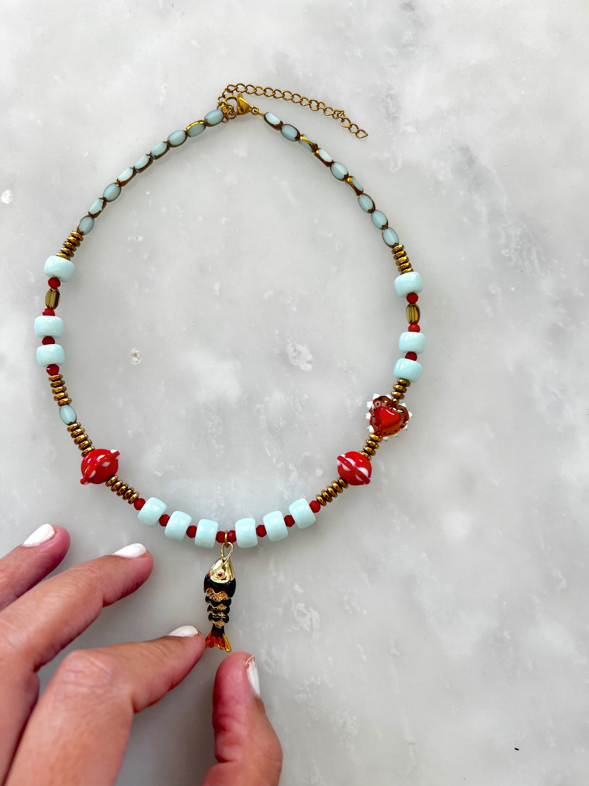 Goupi -  Fish necklace aqua