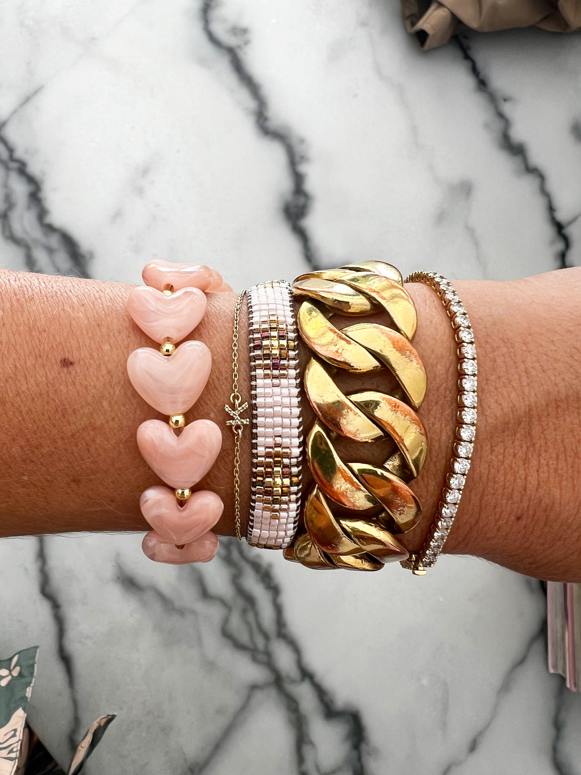Bazou - woven pink bracelet