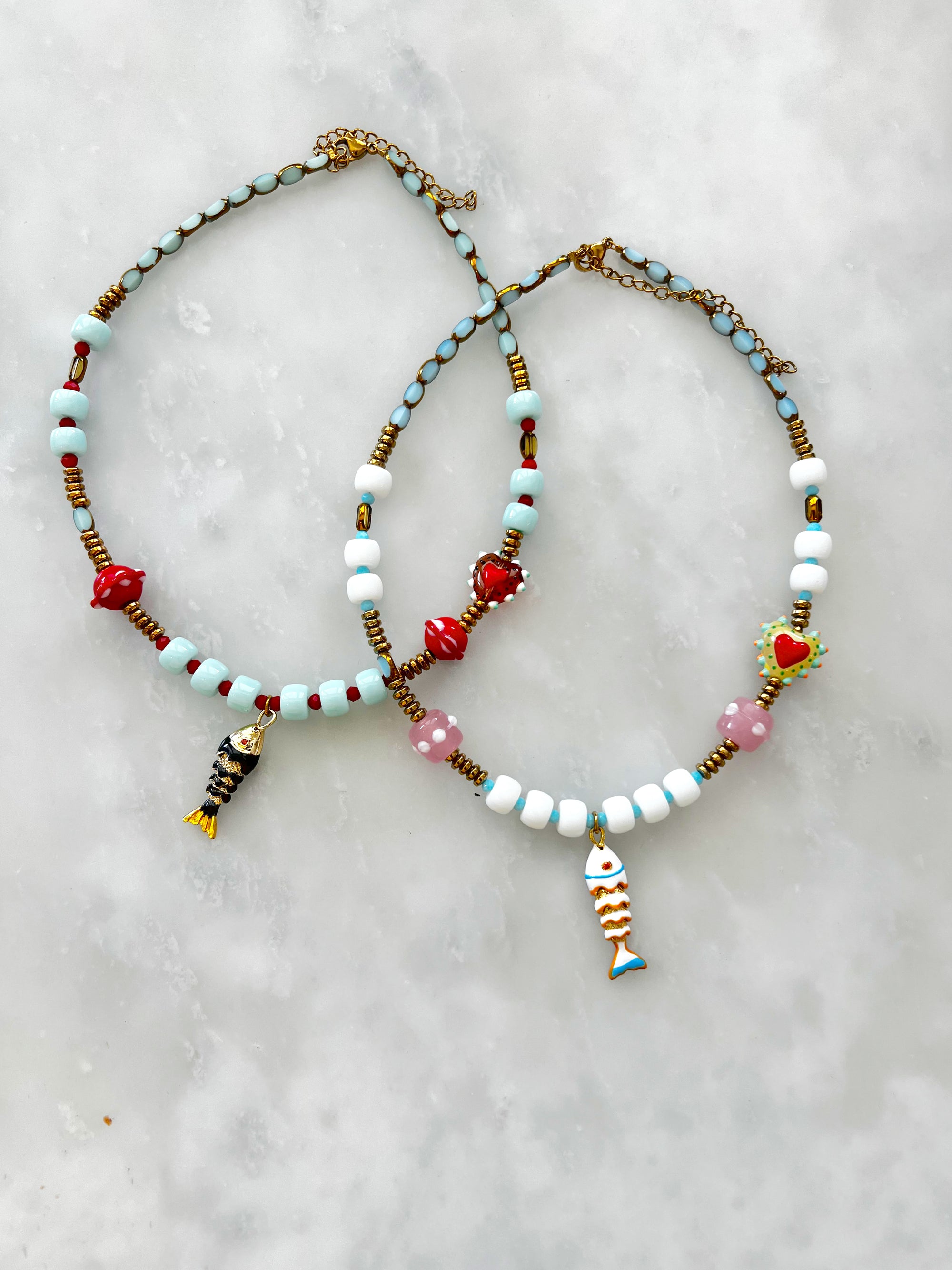 Goupi -  Fish necklace aqua