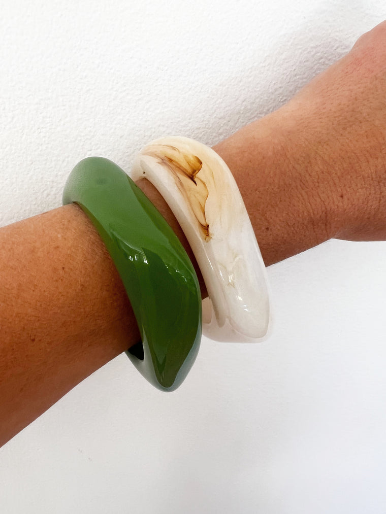 TSM - bangle set (olive/cream)