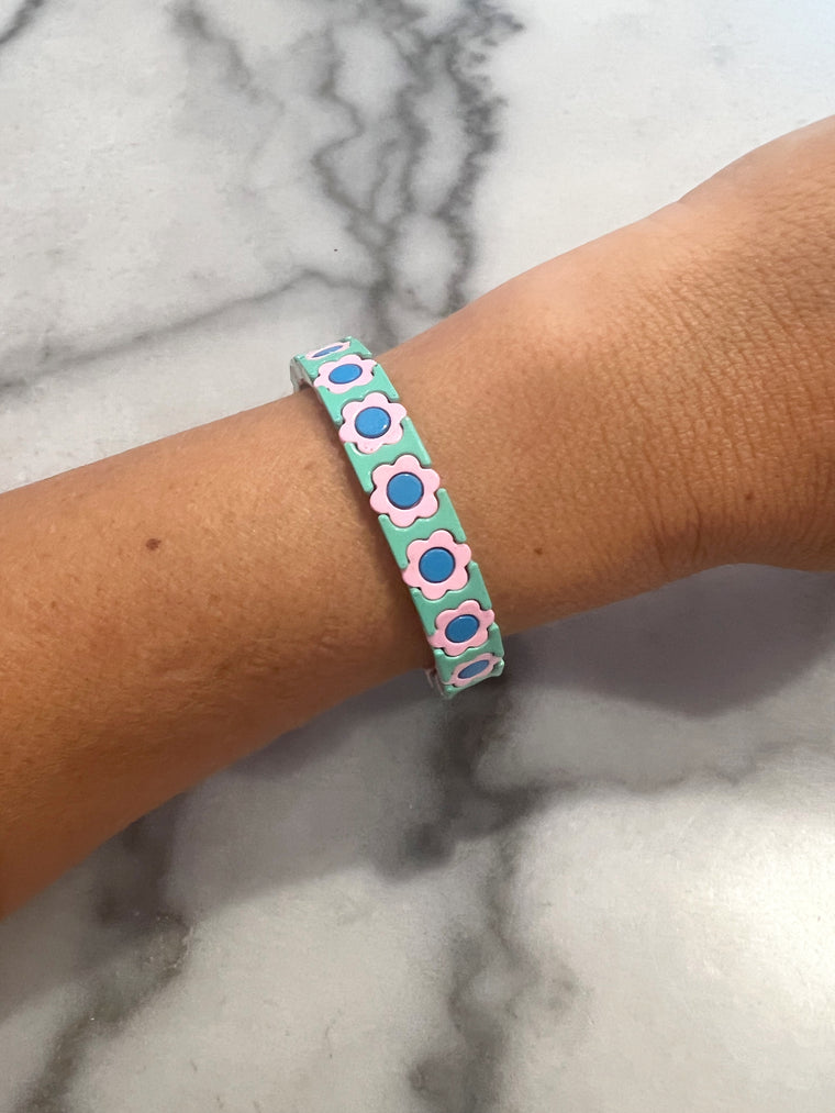 Mosk -  Daisy chain aqua bracelet