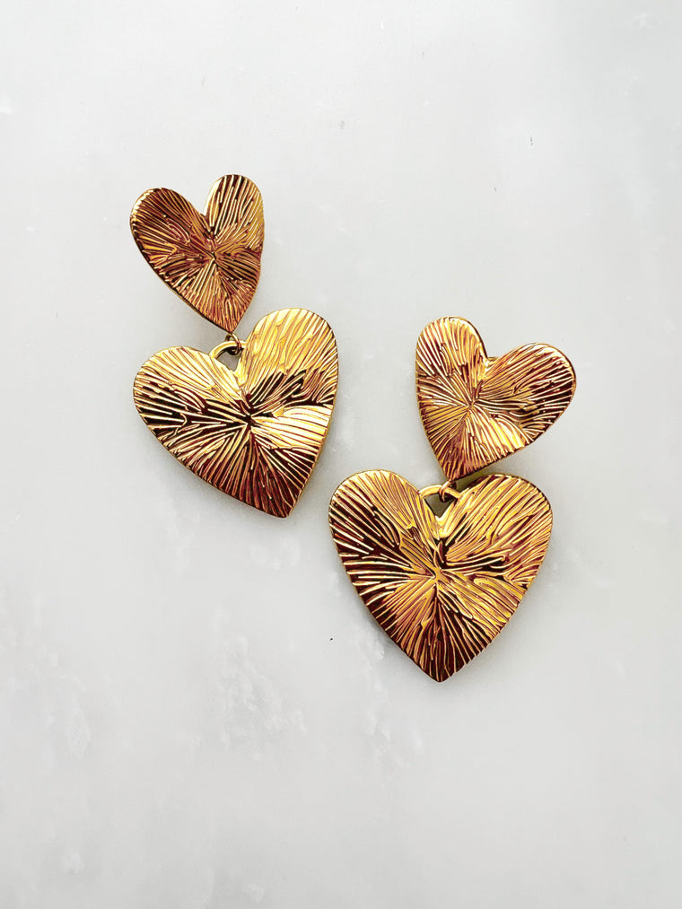 Bazou - double heart earrings