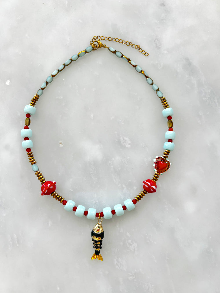 Goupi -  Fish necklace aqua