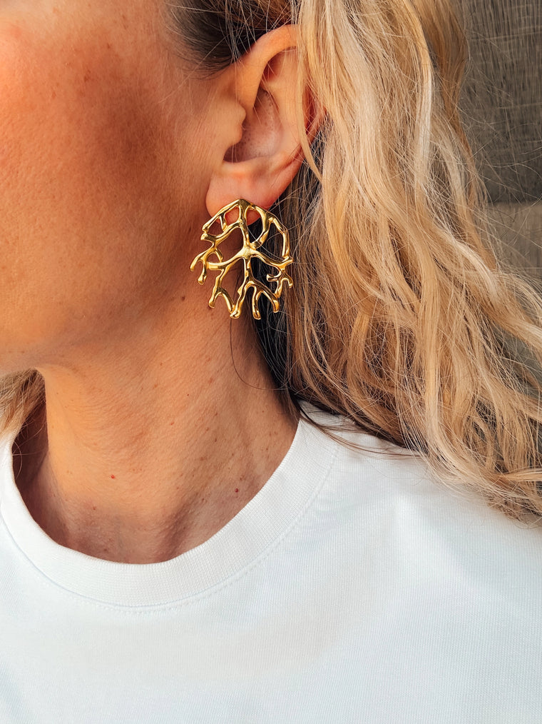 Goupi -  Coral gold earrings **